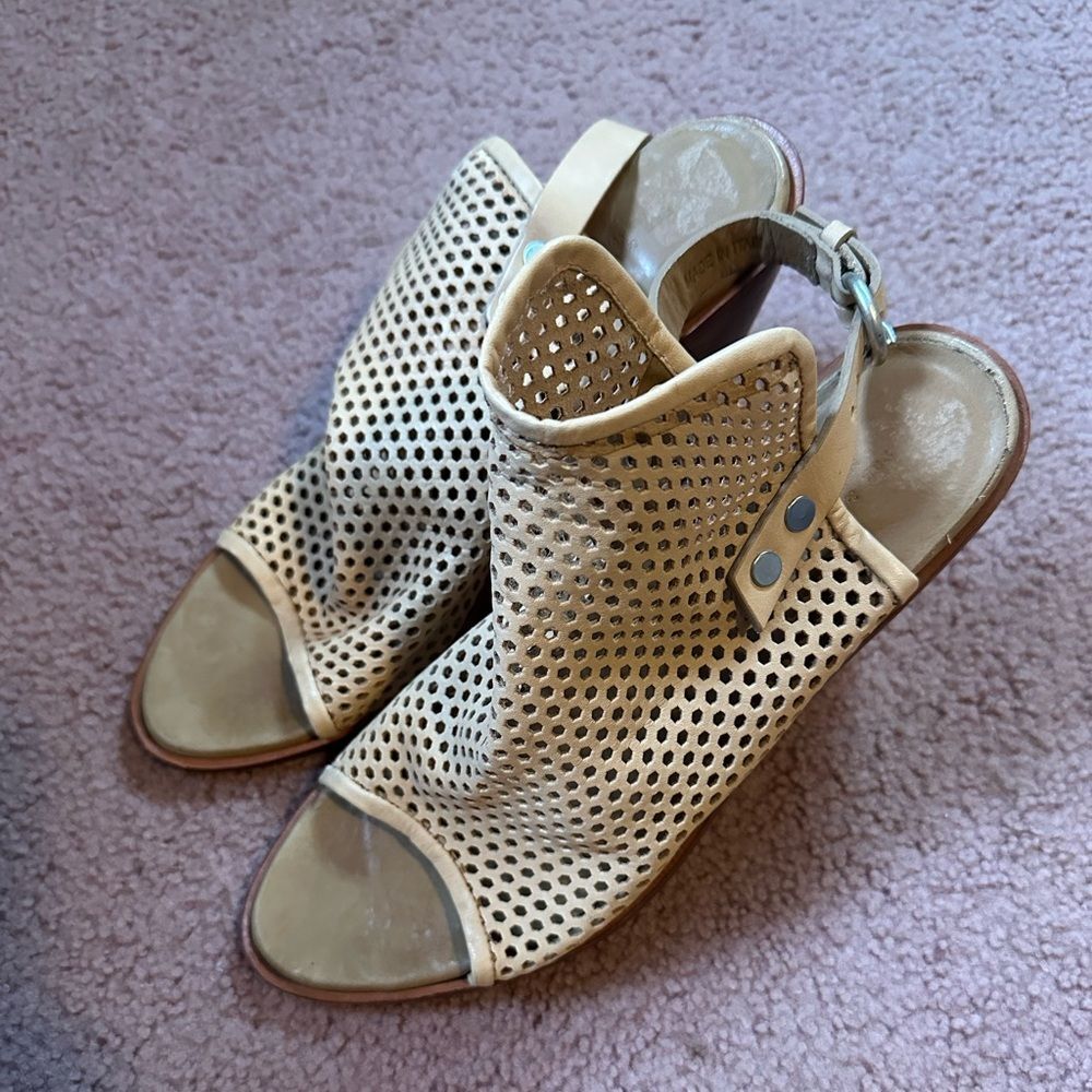 Rag & Bone Wyatt Ankle Boots Women's 40 / 9.5 Tan Leather Heel Peep Toe Booties